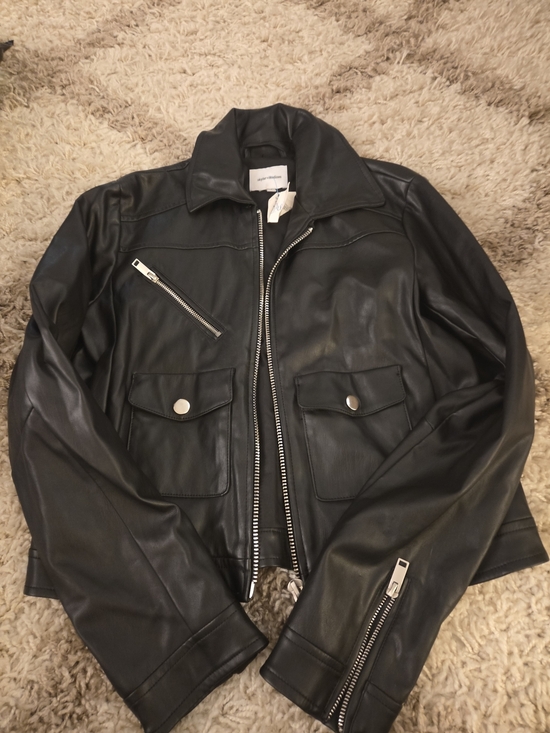 Skylar + Madison Jackets & Blazers - Skylar + Madison Black Faux Leather Biker Jacket
